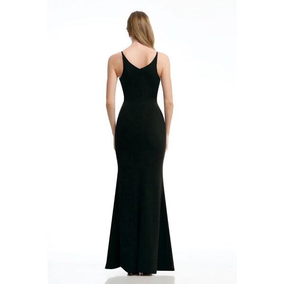 Dress the Population Size XXL Black Iris Slit Crepe Maxi Gown Cocktail Dress NWT - Picture 4 of 14